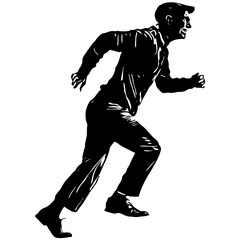 Elderly man running silhouette