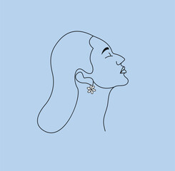 Vector women line art or woman face line art illustration or poster design.