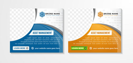 Asset management headline of brochure template. Business finance. Flyer, booklet, leaflet print, cover design. Vector horizontal layouts for magazines, annual reports, advertising posters. photo space