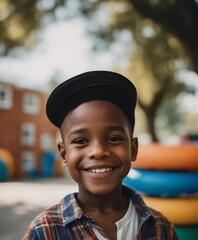 portrait of a black American boy with a friendly smile in kindergarten

