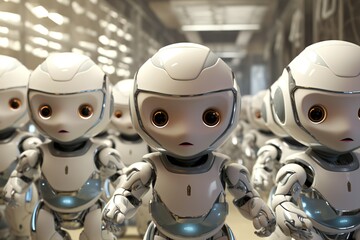 Army of Futuristic Robot Faces.