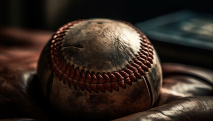 Old fashioned baseball glove catches memories of America pastime generated by AI