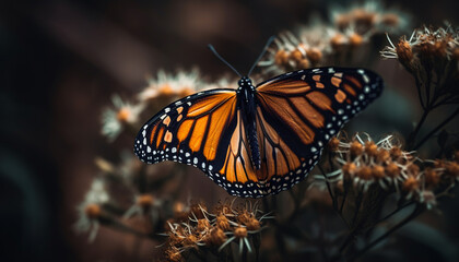 The monarch butterfly fragility and elegance captured in close up generated by AI