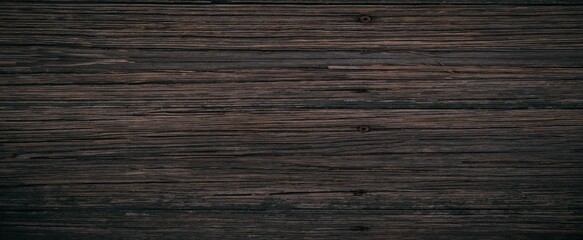 Naklejka premium Dark wood background, old black wood texture for background