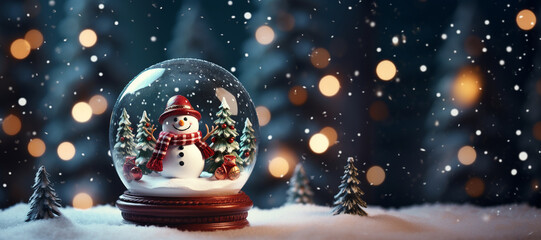 Merry Christmas snow globe with snowman