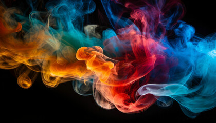 Multicolored Smoke in a Clean Black