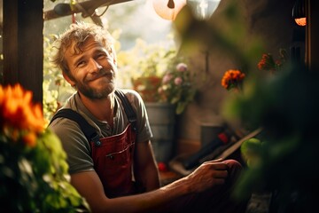Gärtner an seinem Arbeitsplatz portraitiert | Traumberuf