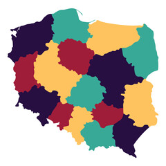 Poland map. Map of Poland in administrative regions