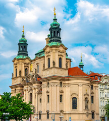 Fototapeta na wymiar St. Nicholas church on Old Town Square in Prague, Czech Republic