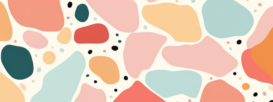 Motif abstrait sans couture en terrazzo multicolore avec fond uni. Id&eacute;al comme fond d'&eacute;cran. IA g&eacute;n&eacute;rative, IA
