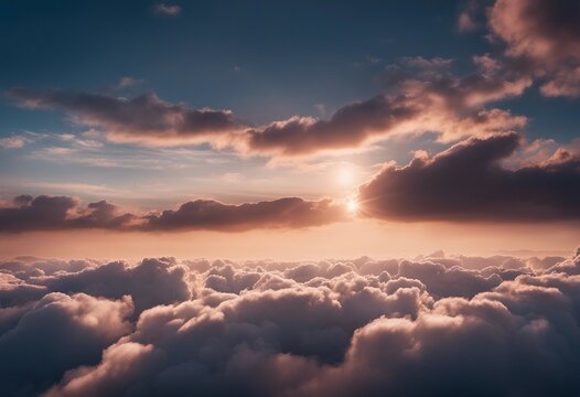 Serene Sky Horizon: A View of Cumulus Clouds from a Plane's Perspective © FrameFinesse