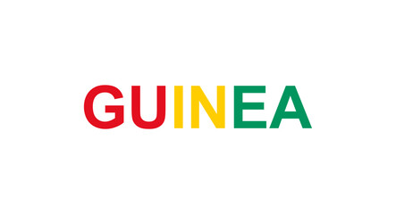 Letters Guinea in the style of the country flag. Guinea word in national flag style.