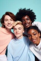 Obraz premium A group portrait with teenage models with different skin tones and genders