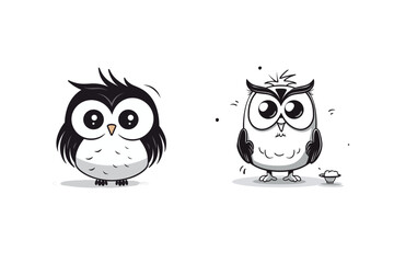 sketches of a simple animated owl character
