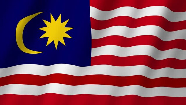 Malaysia Flag. Flag of Malaysia footage video waving in wind. 
