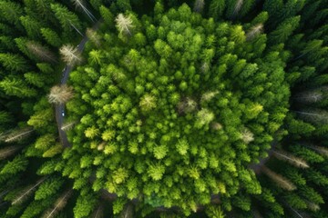 Green Forest top view - obrazy, fototapety, plakaty