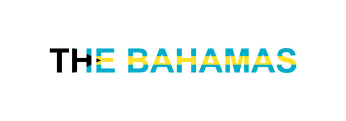 Letters The Bahamas in the style of the country flag. The Bahamas word in national flag style.