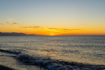 Fototapeta premium Sunrise over Mediterranean Sea, Costa del Sol, Malaga, Spain
