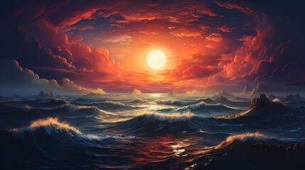 Fototapeta premium sunset over the sea ai generated