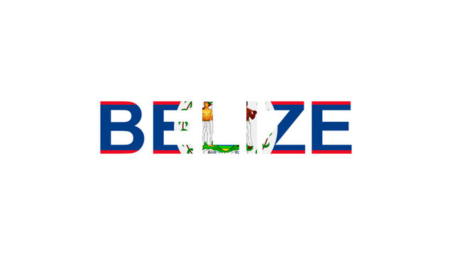 Letters Belize in the style of the country flag. Belize word in national flag style.