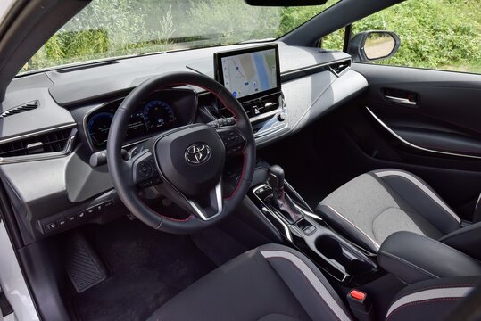 Toyota Corolla Touring Sport 2.0 Hybrid. Cabin interior - dashboard. 07-13-2023, Middle Bohemia, Czech Republic.