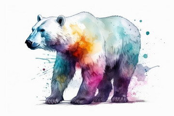Watercolor drawing of a polar white bear. Generative AI. - obrazy, fototapety, plakaty
