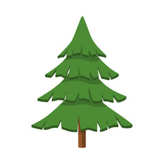 Isolated green cartoon Christmas tree. Coniferous forest tree pine. Cartoon flat style. Symbol of Christmas and New Year. Vector illustration.
