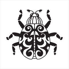 Beautiful butterfly. Decorative stylized insect drawn by hand in black. wings Beetle. Vector illustration on a white background.