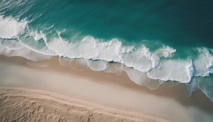 aerial view of ocean sea waves beach, horizontal, close up

 - obrazy, fototapety, plakaty