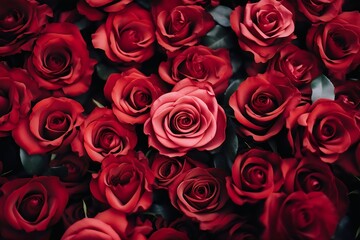 bouquet of red roses. Generative AI.