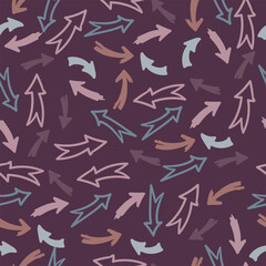 seamless pattern with arrows of different colors. Pointer. Wallpaper. gift paper. Simple pattern, Stationery. Vector illustration.