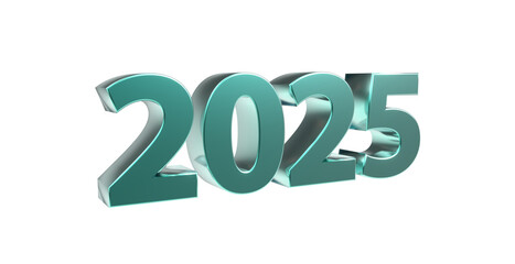 2025 3D-Schrift, Jahreszahl, Kalender, metallisch, türkis, Perspektive, Nummer, Jubiläum, Neujahr, Jahreswechsel
