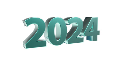 2024 3D-Schrift, Jahreszahl, Kalender, metallisch, türkis, grün, Perspektive, Nummer, Jubiläum, Neujahr, Jahreswechsel
