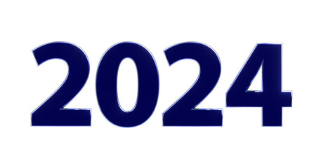 2024 3D-Schrift, Jahreszahl, Kalender, metallisch, blau, silberm Perspektive, Nummer, Jubiläum, Neujahr, Jahreswechsel
