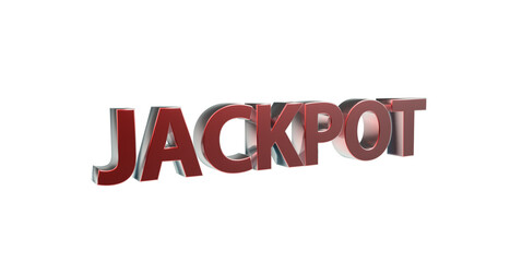 Jackpot rote plakative 3D-Schrift, Gewinn, Glücksspiel, Geld, Casino, Spielautomat, Mega-Jackpot, Millionen, Bargeld, Chance, Rendering, Freisteller, Alphakanal

