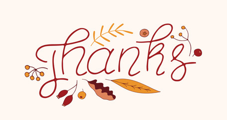 Thanksgiving Day poster for the holiday. Background for postcard, autumn icon. Autumn. Place for text. Vector illustration