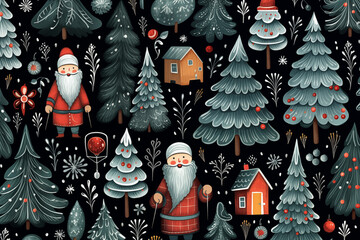 christmas trees card pattern background