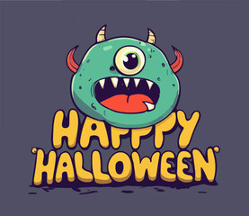 Happy Halloween Party Poster With Monster Vector