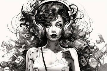 Abstract Headphone Girl