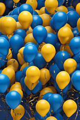 Fototapeta na wymiar Blue and yellow balloons background. Celebration, festival background, greeting banner, card, poster. Decorative elements for national holidays of Ukraine.
