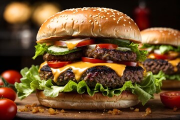 Delicious Burger with a juicy beef 