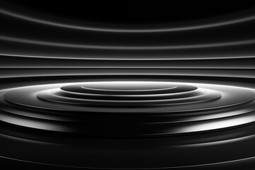 Empty circular stage with lights. Silver futuristic circular awarded winner podium for outstanding luxury product advertising display. AI generated content.