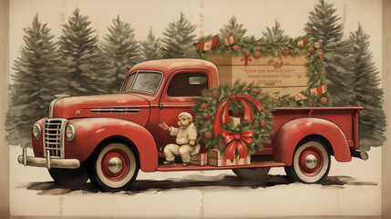 Vintage style Christmas poster