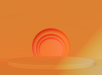 abstract orange background.Orange product background stand or podium pedestal