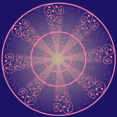 Vector abstract illustration in the form of pink patterns arranged in a circle on a white background