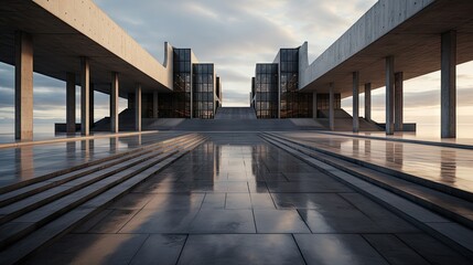 Fototapeta premium view of neobrutalism, architectural photography