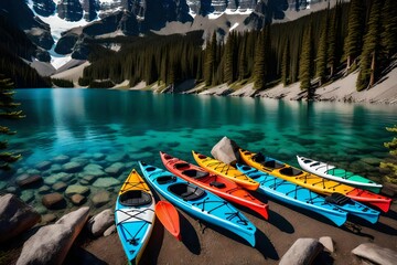 kayaks on the river  generated by AI technology 