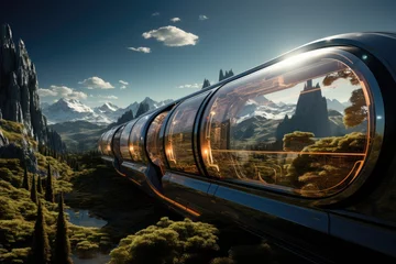 Fotobehang Future of travel, space tourism train © YouraPechkin