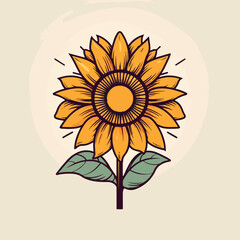 Sunflower in cartoon, doodle style. 2d vector illustration in logo, icon style. AI Generative