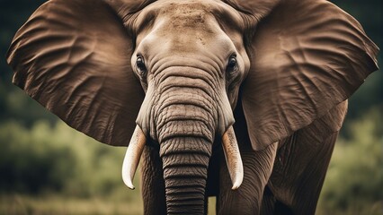 male African elephant with large fangs